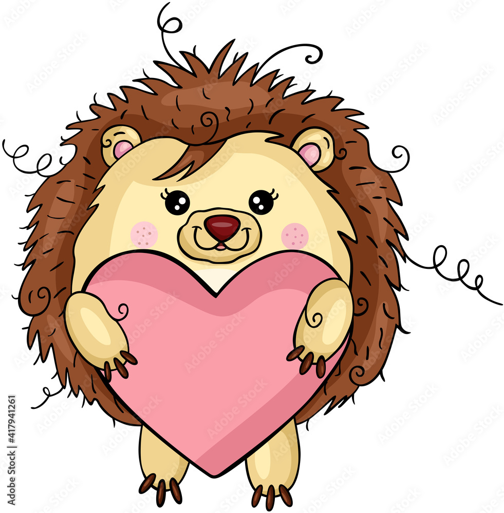 Obraz premium Funny hedgehog holding a heart 