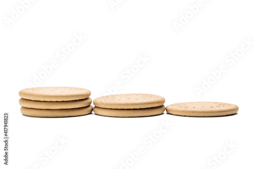 cookie isolated on white background. round biscuit cut out. sweet food concept