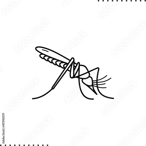 malaria mosquito, bloodsucker vector icon in outlines