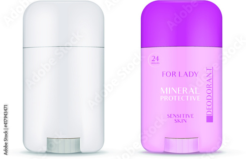 Deodorant stick - blank white container with bottom wheel