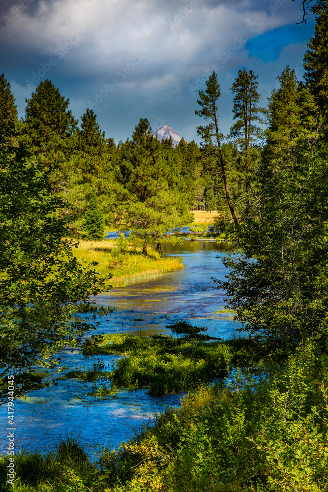 The Head of the Metolious River with Mt Jefferson in background,near Sisters Oregon The Head of the Metolious River with Mt Jefferson in background,near Sisters Oregon