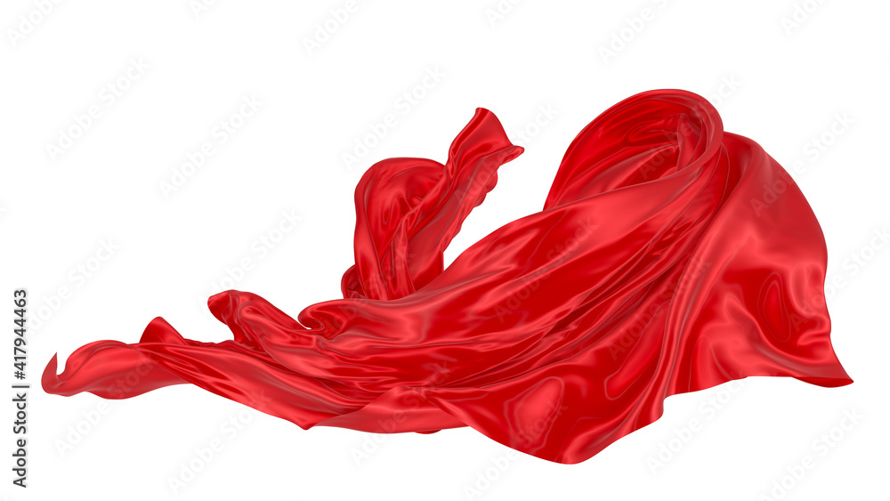 Beautiful flowing fabric of red wavy silk or satin. 3d rendering image. Beautiful flowing fabric of red wavy silk or satin. 3d rendering image.