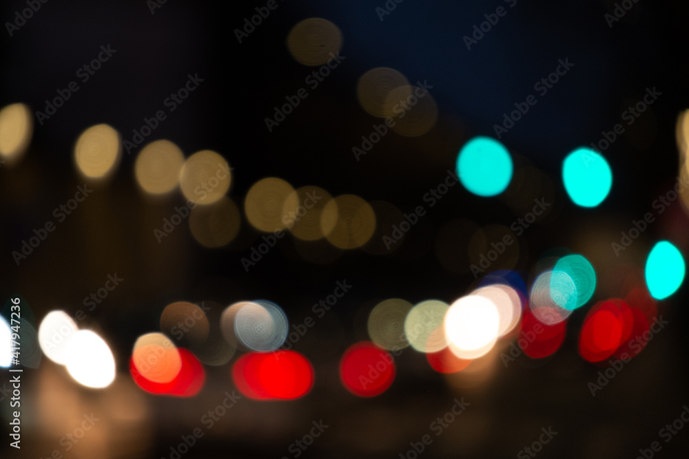 Bokeh of city lights at night