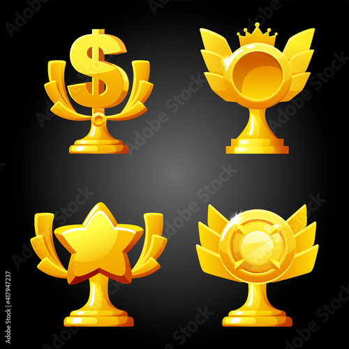 Gold luxury figurines awards for the game.