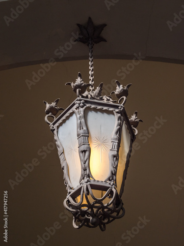 street lamp on the ramblas at teatre Liceu  Barcelona  Spain