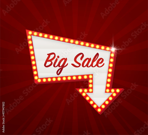 Great sale concept. Black friday sign. Black friday sale neon banner. Vector design. Light banner. Game sign. Logo design.