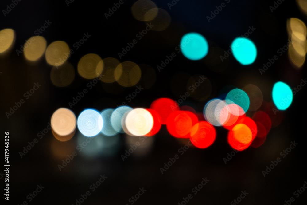 Bokeh effect with city lights at night