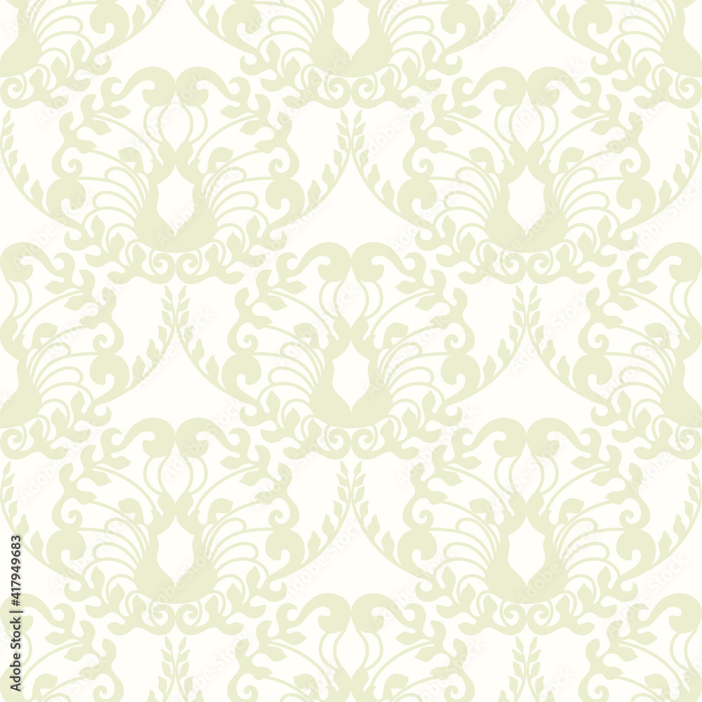 Seamless floral background in Rococo style. Beige classic ornament, Wallpaper or fabric in vector Seamless floral background in Rococo style. Beige classic ornament, Wallpaper or fabric in vector