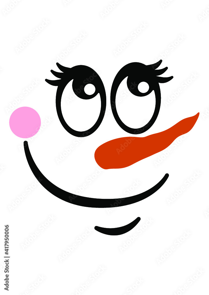 Snowman, Winter, Christamas, Snow, Cute snowman face, Snowman heads. Vector illustration isolated