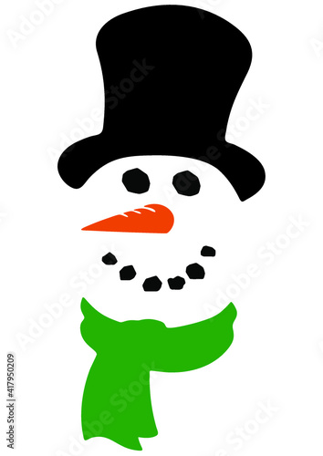 Snowman, Winter, Christamas, Snow, Cute snowman face, Snowman heads. Vector illustration isolated