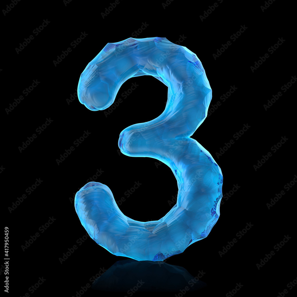 Ice alphabet number 3 (3d illustration) Ice alphabet number 3 (3d illustration)