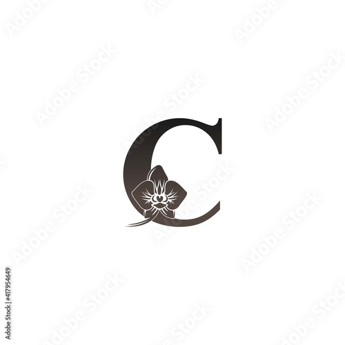 Letter C logo icon with black orchid design vector