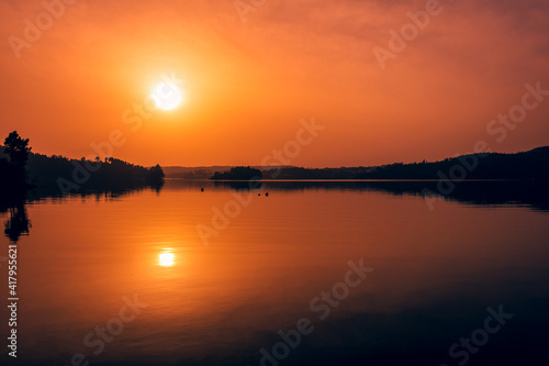 Sunset in the lake of Castelo de Bode, Portugal