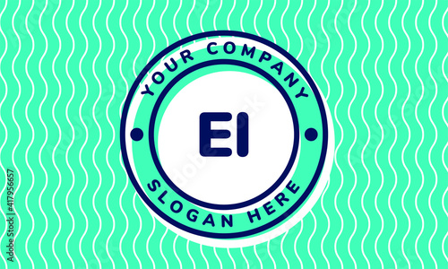 Monogram Logotype circle mint rounded premade logo alphabet characters waves background