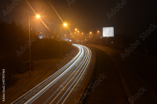 Night blurred traffic, light lines
