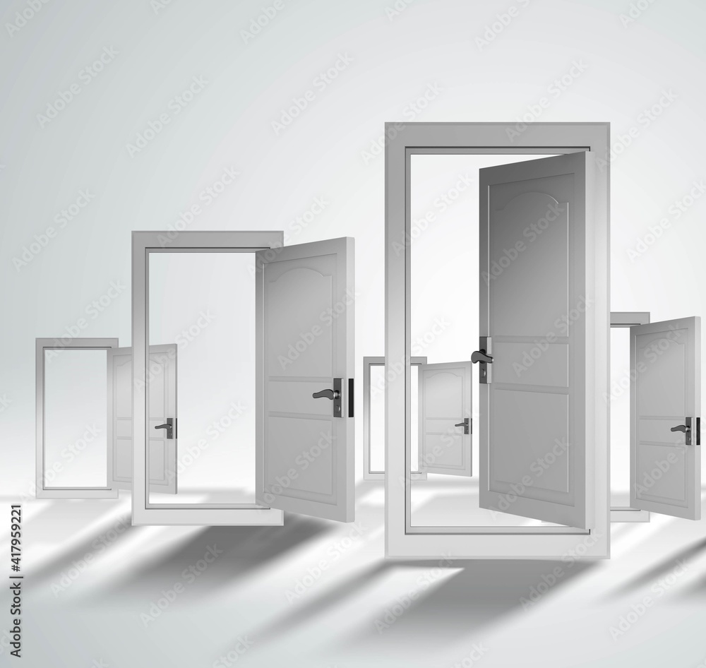 Concept of choice with many doors opportunity - 3d rendering Concept of choice with many doors opportunity - 3d rendering
