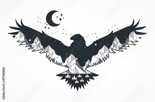 eagle and moon