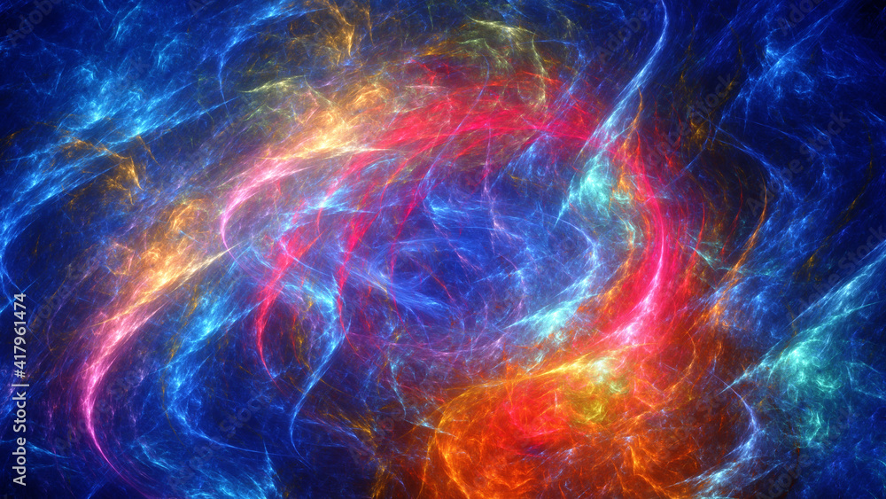 Abstract background, smooth multicolored lines on a black background. Abstract background, smooth multicolored lines on a black background.
