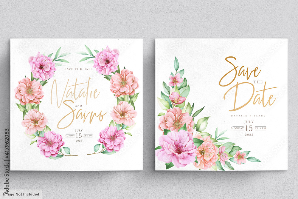 Watercolor cherry blossom invitation card set Watercolor cherry blossom invitation card set