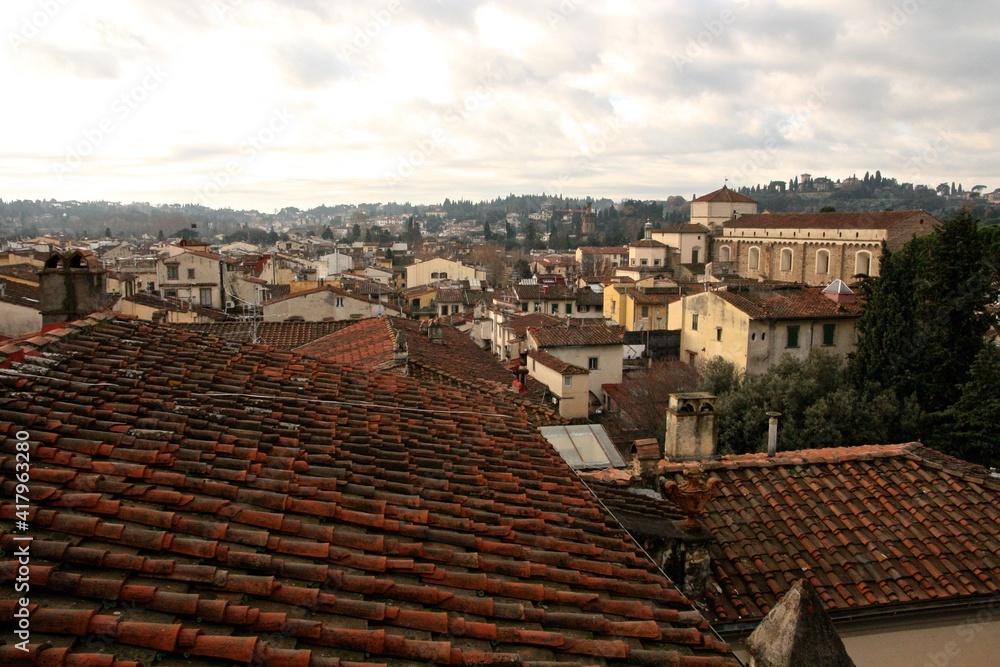 Florence, Italy. Rooftop view of Oltrarno area. 