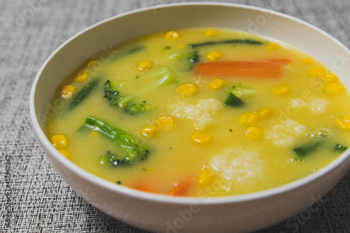 野菜たっぷりのコーンポタージュ Cream of corn soup