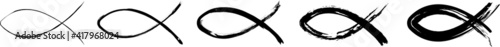 The glyph of the Ichthus. Set of the religion symbols. Black ink handwriting. Vector