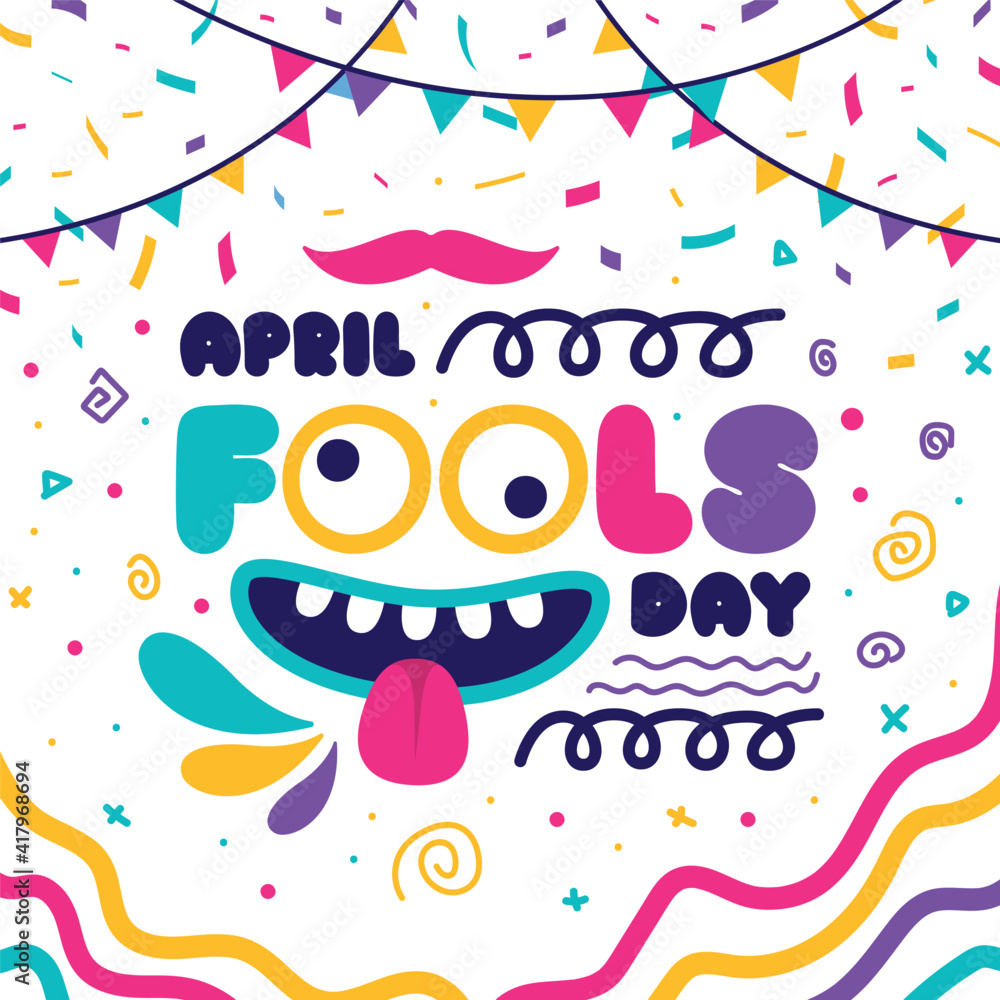 Fototapeta premium April fools day card with white background. vector illustration