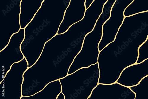 Beautiful abstract background with painted streaks of natural stone. Black marble with light yellow veins. Stock illustration for decor  design  packaging  banner  cover