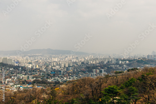 aerial view of residential area in Seoul city Seongbuk-dong photo