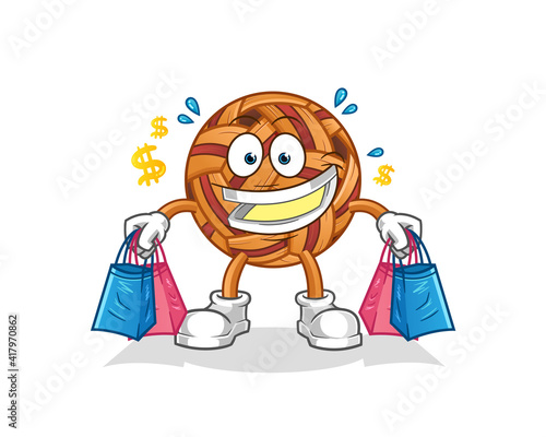 takraw ball shoping mascot. cartoon vector
