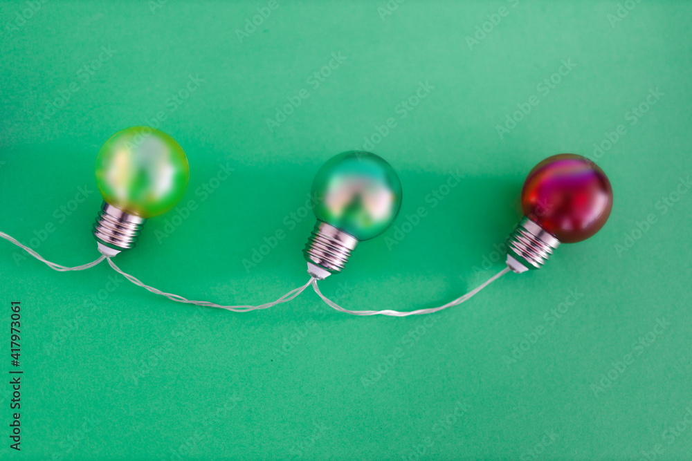 colorful yellow red and green light bulbs symbol of positive and ...