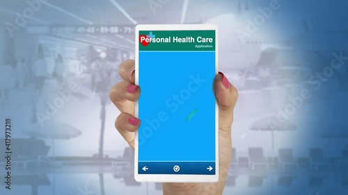 Hand holding smartphone showing Covid-19 vaccination certificate.