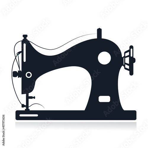 Manual sewing machine vector icon. Simple illustration of manual stitching machine icon for web design isolated on white background.
