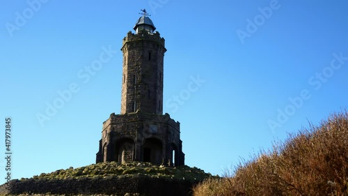 Darwen Jubilee tower historic landmark colourful highlands moorland heather countryside dolly left photo