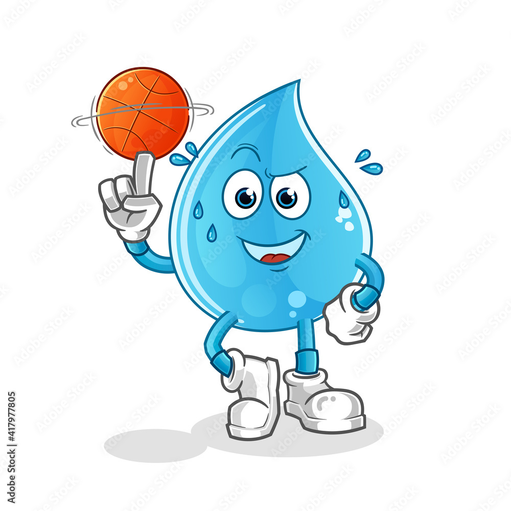 Fototapeta premium water drop playing basket ball mascot. cartoon vector