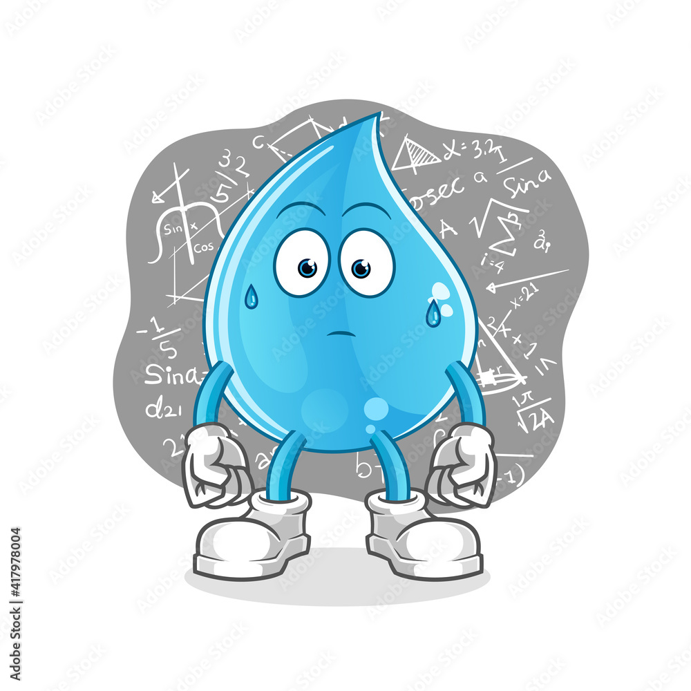 water drop thinking hard vector. cartoon character water drop thinking hard vector. cartoon character