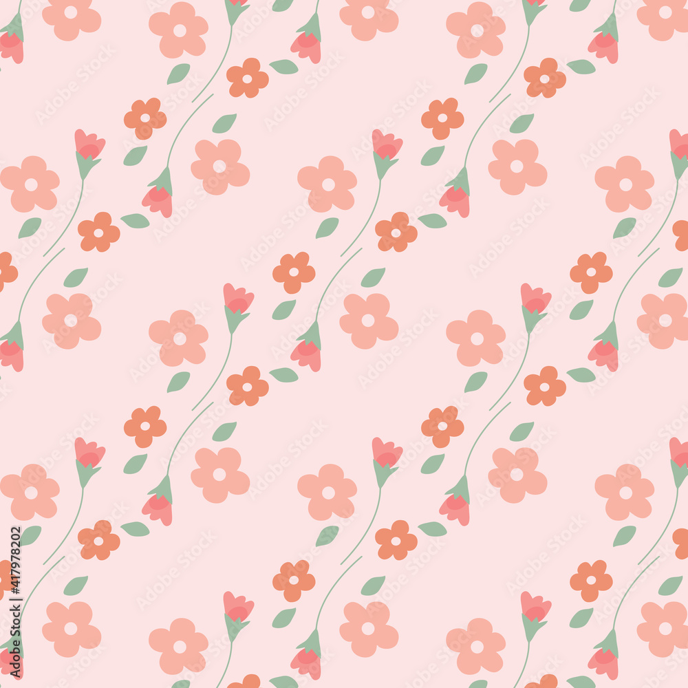 Fototapeta premium seamless background with red flowers