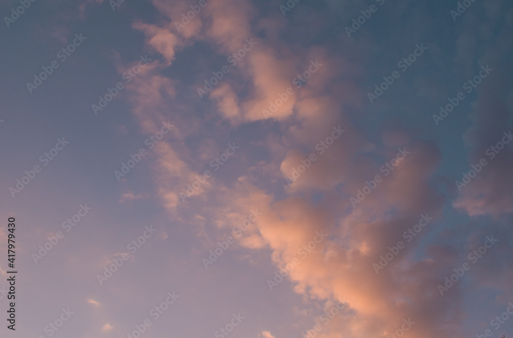 picture of violet and pink clouds in evening
