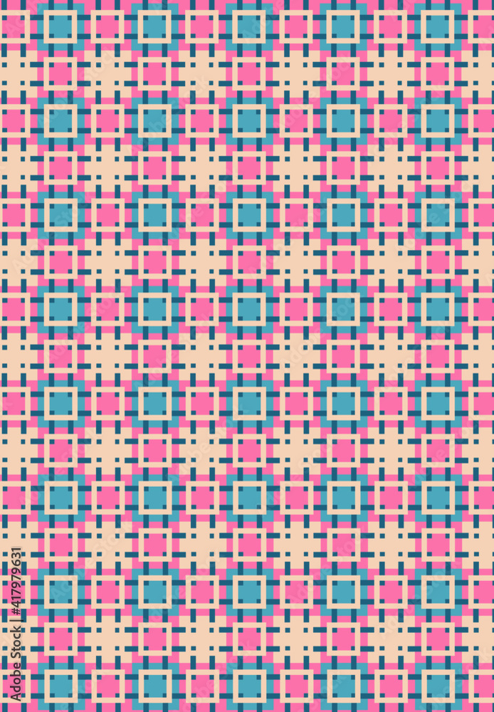 Geometric pattern with pink and blue