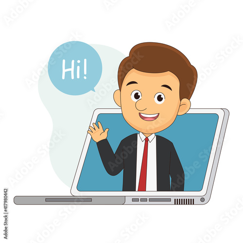 Online business virtual meeting illustration,video conference call