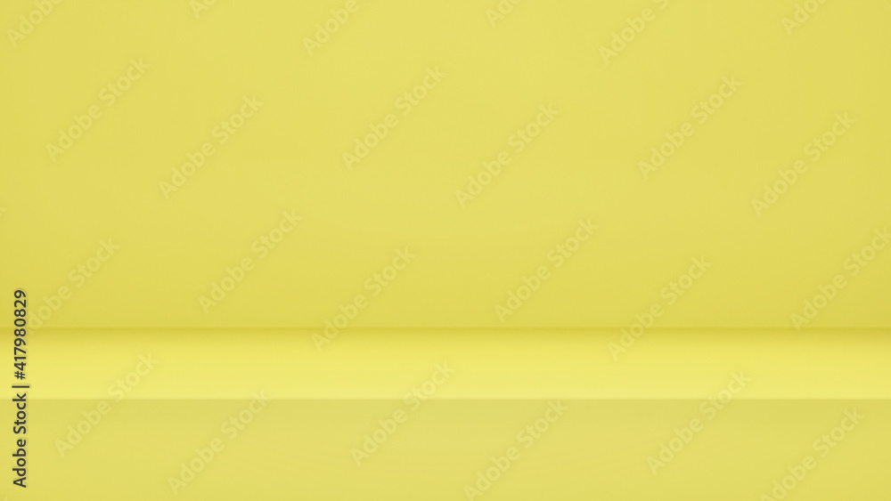 3d rendering, Empty yellow color studio room background with copy space for display product or banner website