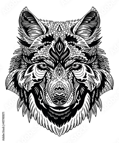 Wolf Portret Zentangle