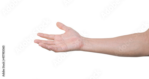 Man hand isolated on white background with clipping path. © banphote