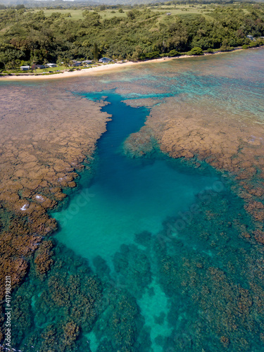 reef over Anini beach kauai photo