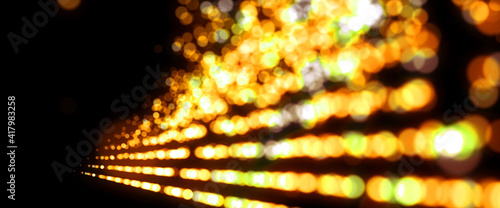 Bokeh Abstract shiny light and glitter with de focused. Glitter light background, Gold, White, Blue bokeh glitter sparkle background. Bokeh light effect creative background.