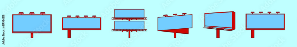 set of hoarding cartoon icon design template with various models. vector illustration isolated on blue background set of hoarding cartoon icon design template with various models. vector illustration isolated on blue background
