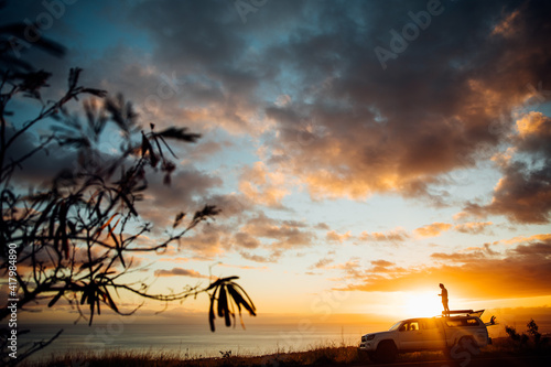 Sunset over the Westside of Kauai on a road trip