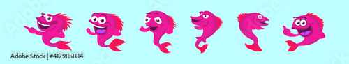 set of wall eye fish cartoon icon design template with various models. vector illustration isolated on blue background