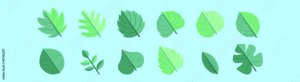 set of leaves logo. modern cartoon icon design template with various models. vector illustration isolated on blue background set of leaves logo. modern cartoon icon design template with various models. vector illustration isolated on blue background