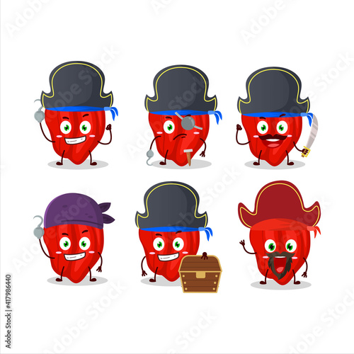 Cartoon character of new red habanero with various pirates emoticons